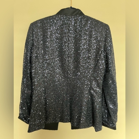 🍭 Tahari luxe sequin blazer navy Size 4 - Picture 2 of 6